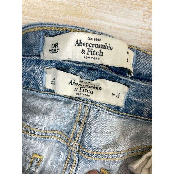 Abercrombie Fitch Jeans Women’s 26 Blue Mid Rise Straight Distressed OOAK *read - Picture 3 of 9